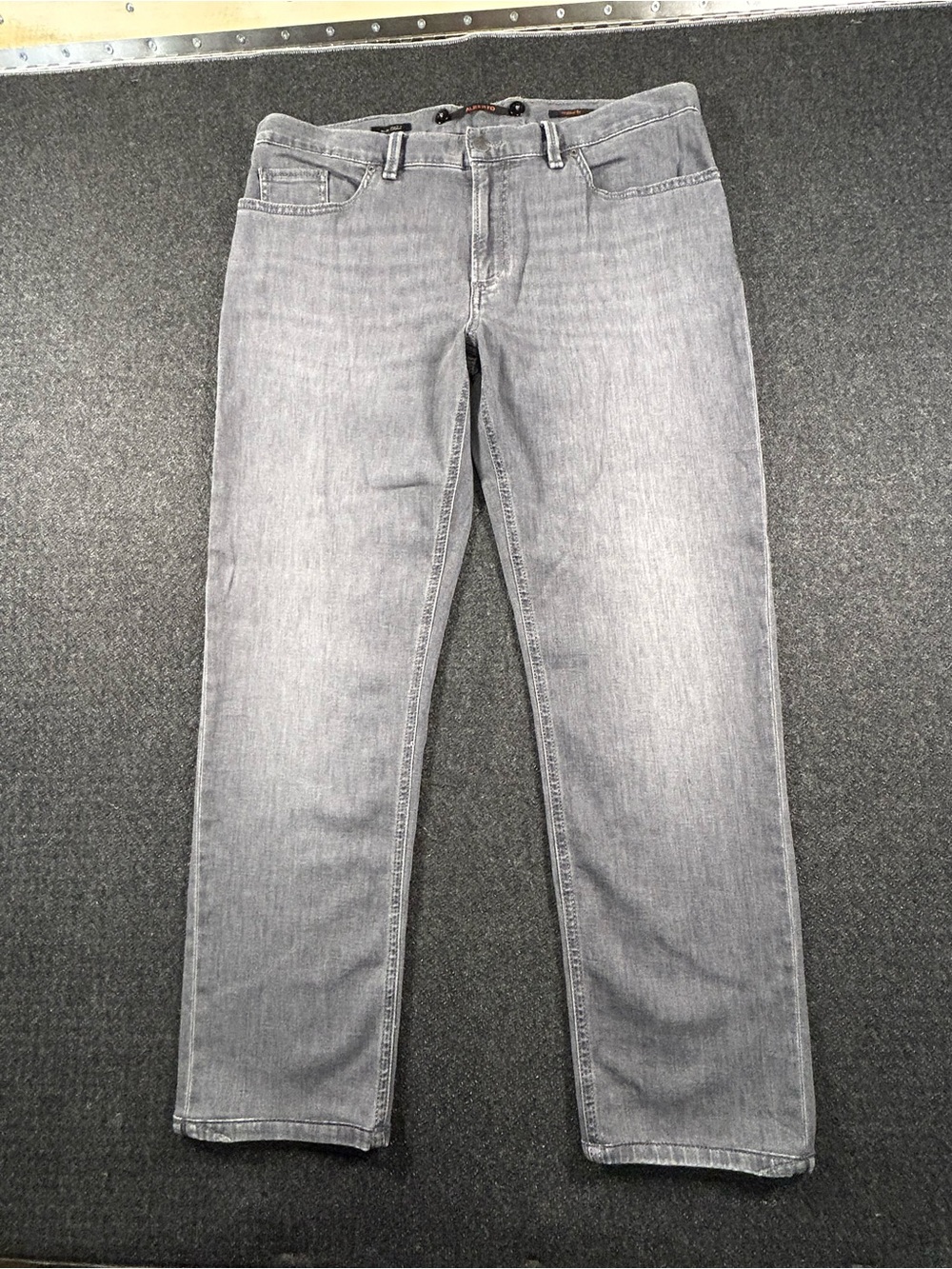 Alberto Pipe Regular Fit Jeans Mens 36x34 Gray Laser Denim Stretch Pants